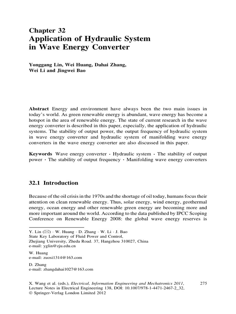 2011 Application of Hydraulic System in Wave Energy Converter | PDF ...