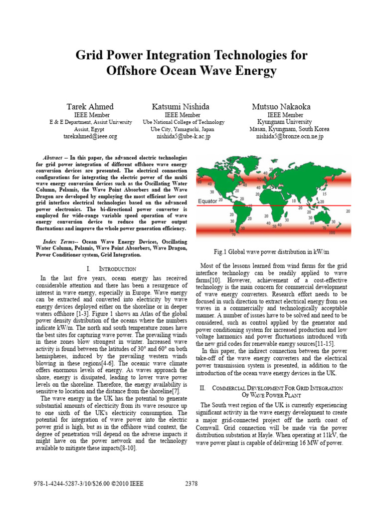 Offshore Wave Energy Grid Integration | PDF | Electric Generator ...