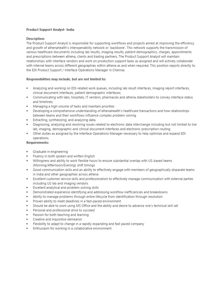 Product Support Analyst Role in India | PDF | Electronic Data ...
