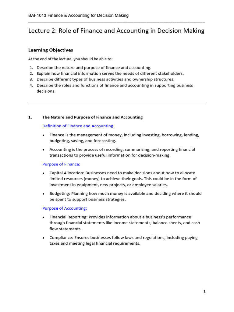 L02 Finance and Accounting For Decision Making | PDF | Business | Retail