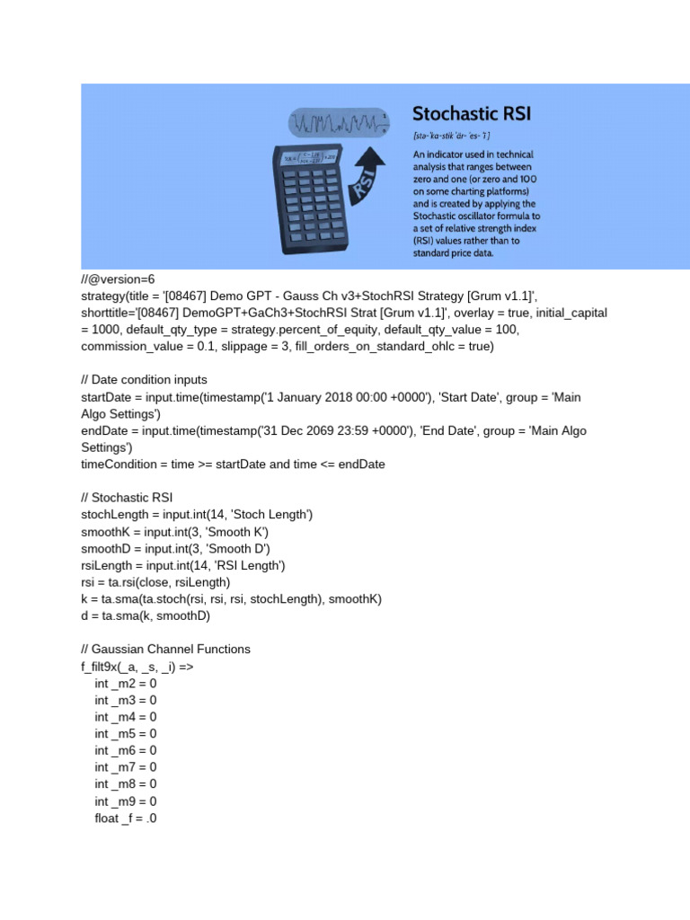 Gauss Channel & StochRSI Strategy v3.0 | PDF