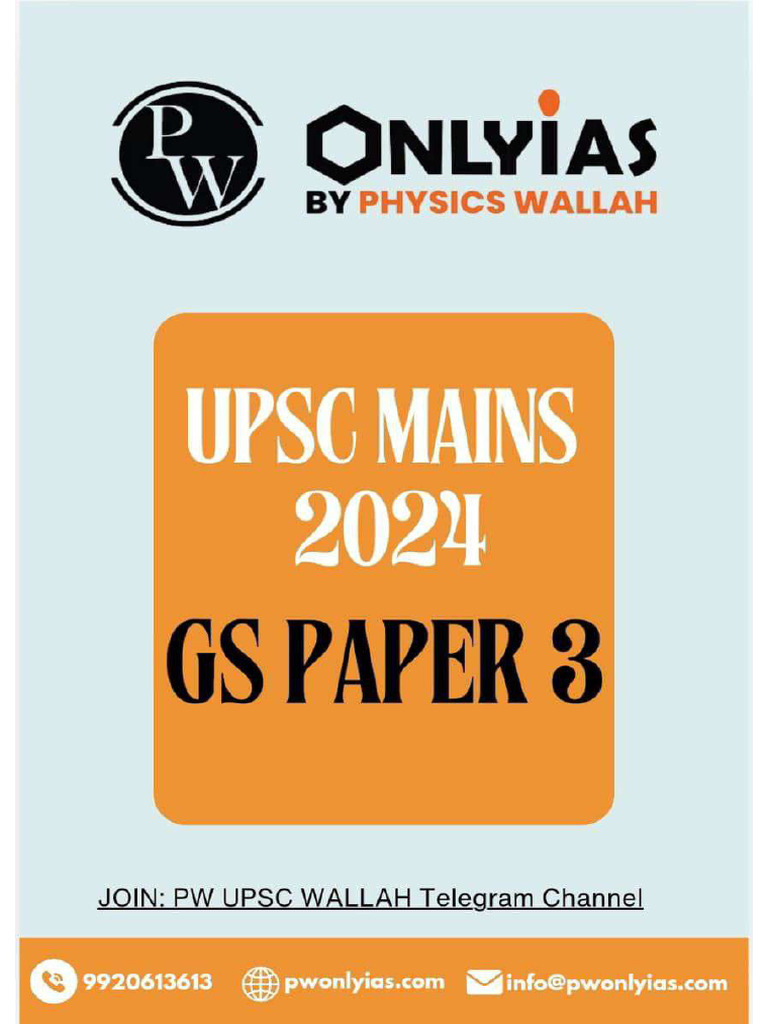 Upsc Mains 2024 Gs 3 | PDF