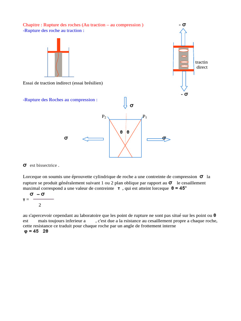 Rupture des Roches : Traction et Compression | PDF
