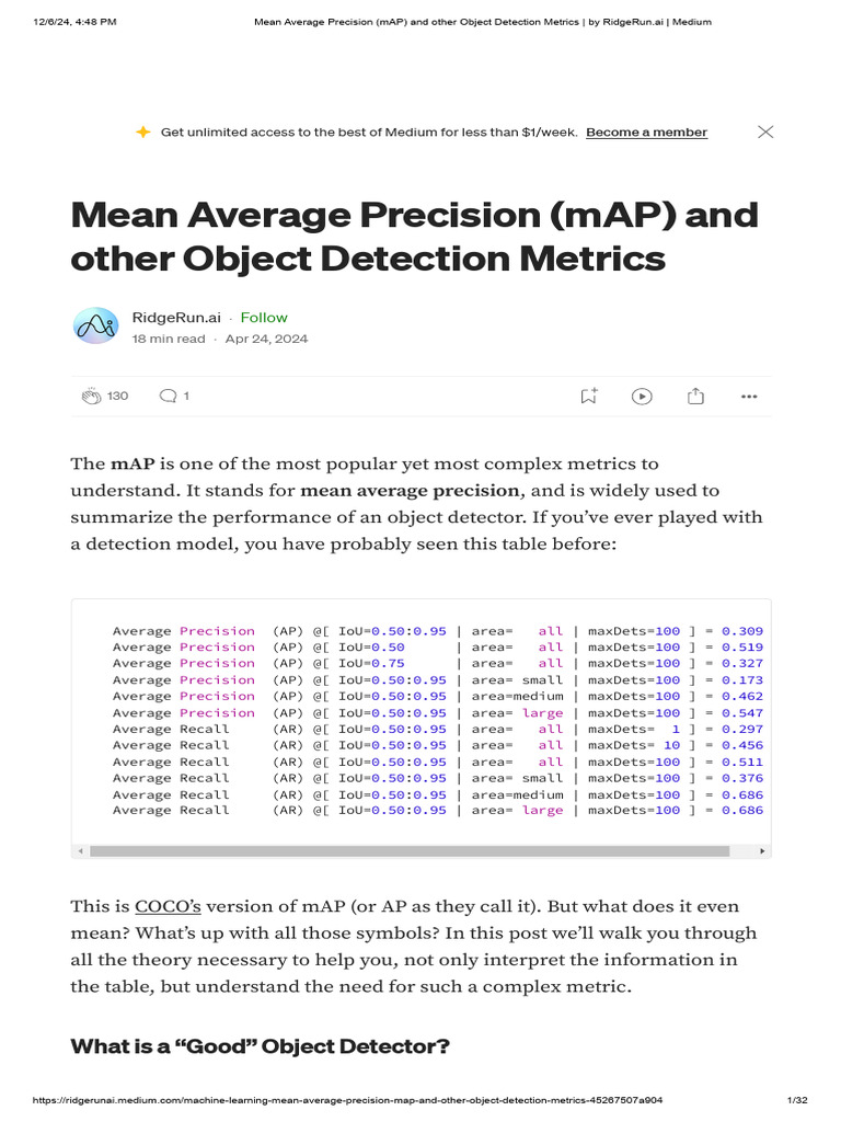Mean Average Precision (mAP) and Other Object Detection Metrics - by ...