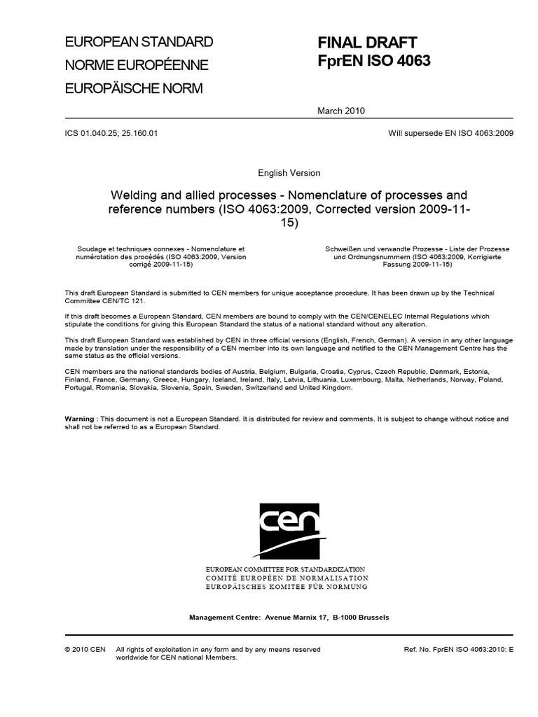 4063 Iso Fdis 4063 - 2010 Numencaltura Dos Processos de Soldadura | PDF ...