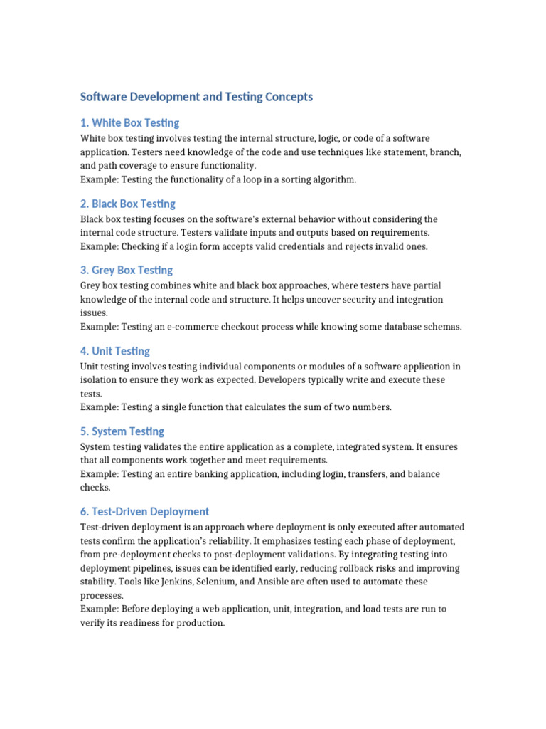 Software Testing and Deployment Techniques | PDF | Software Testing ...