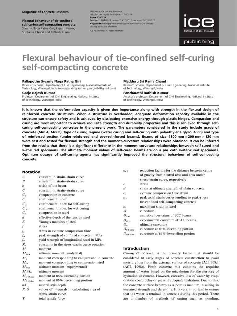 Tie-Confined Self Curing | PDF | Concrete | Strength Of Materials