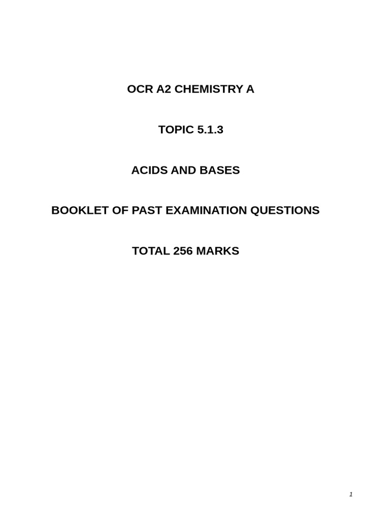 OCR A2 Chemistry: Acids and Bases Exam Guide | PDF | Acid | Ph