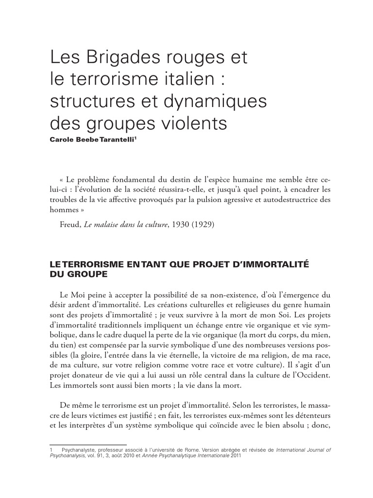 Terrorisme italien : dynamiques et structures | PDF