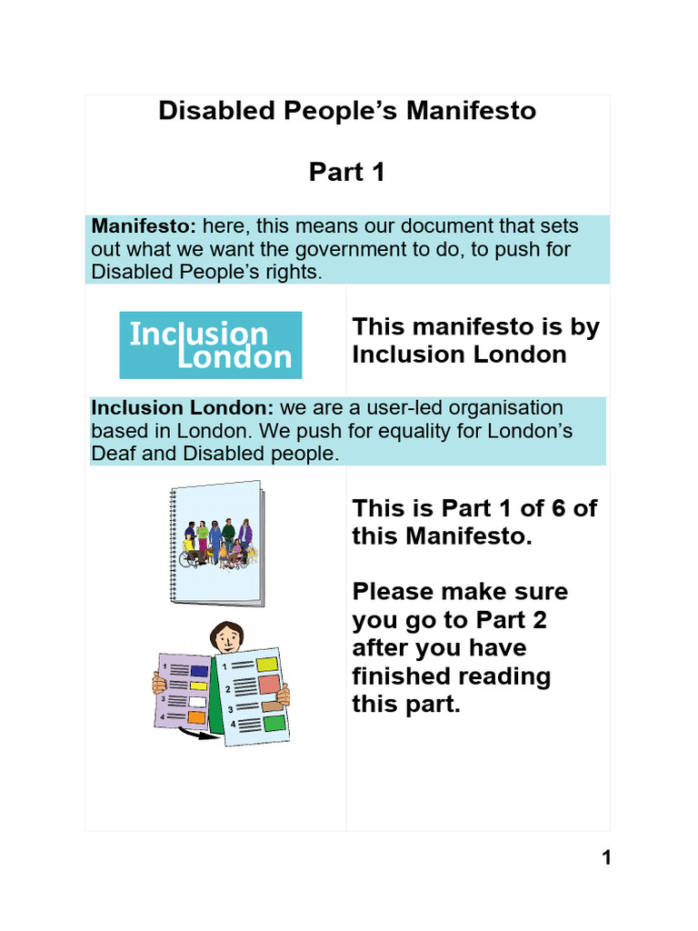 Disabled People's Rights Manifesto Part 1 | PDF | Cost Of Living ...