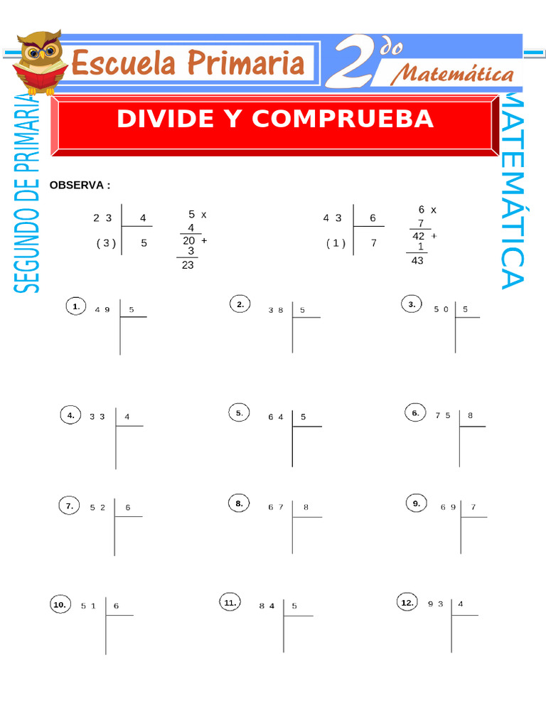 Divide y Comprueba para Segundo de Primaria | PDF