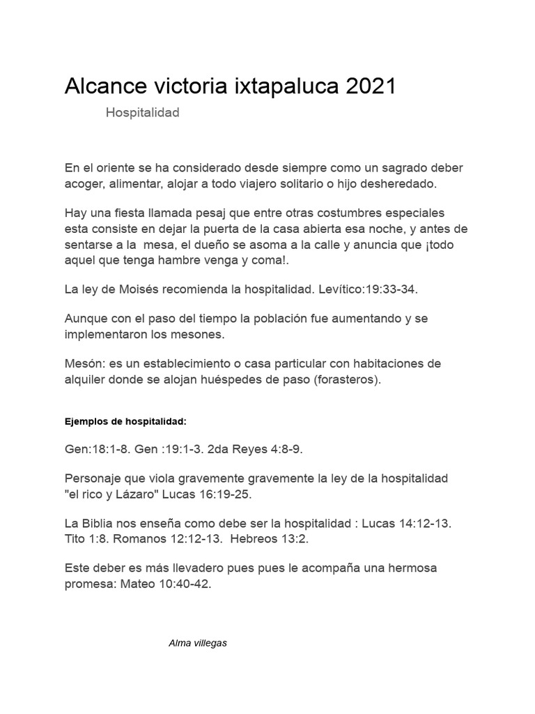 Ejemplos de Hospitalidad en la Biblia | PDF