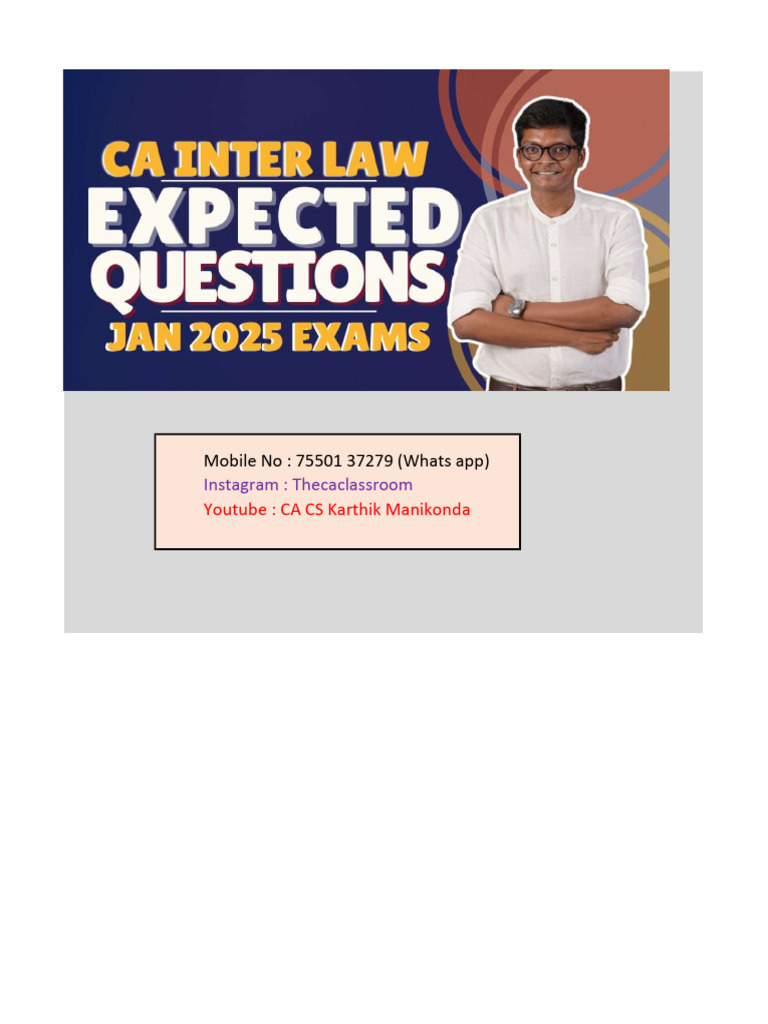 CA Inter Law Exam Topics for Jan 2025 | PDF | Limited Liability ...