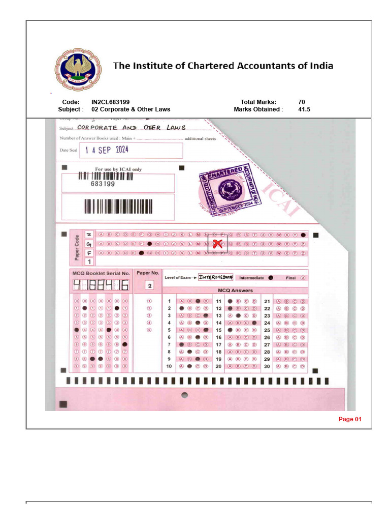 CA Inter Law Answer Sheet - 41.5 Marks | PDF