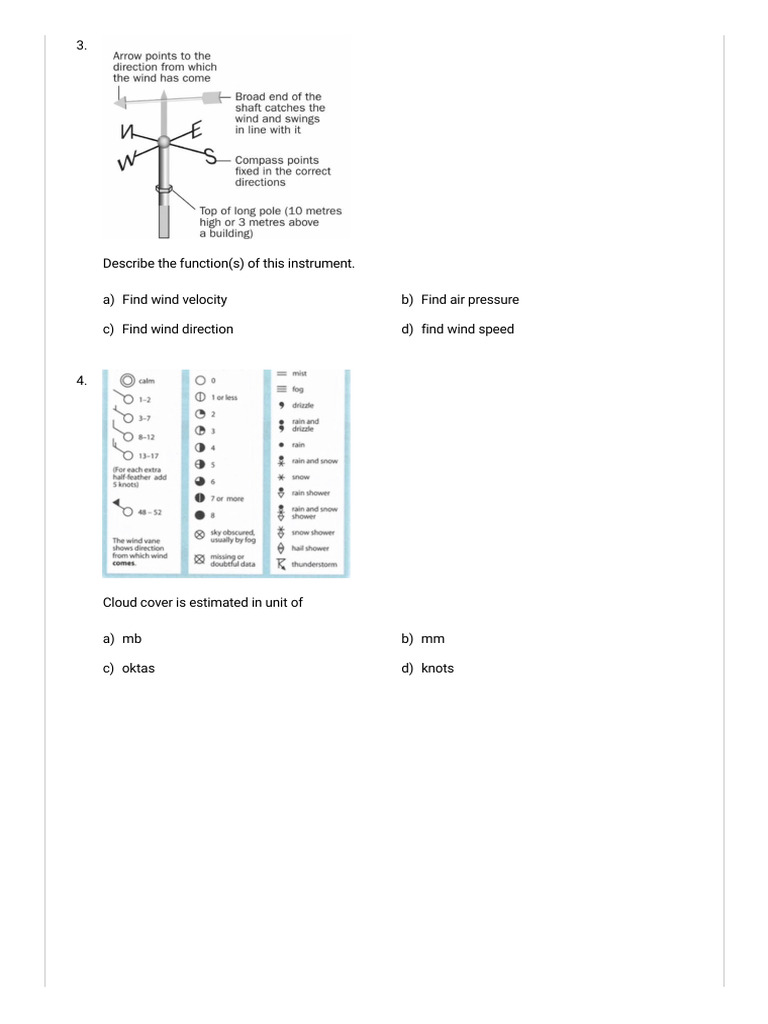 IGCSE Weather Instruments (Topic 34-35) - Quizizz | PDF