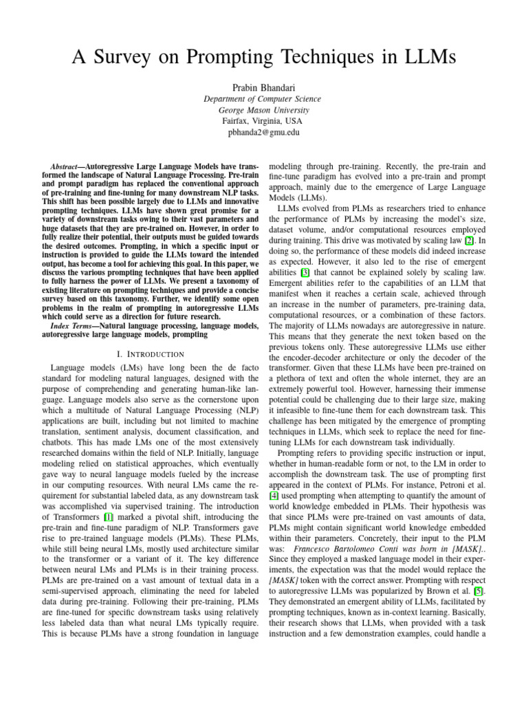 Survey of Prompting Techniques in LLMs | PDF | Product Lifecycle ...