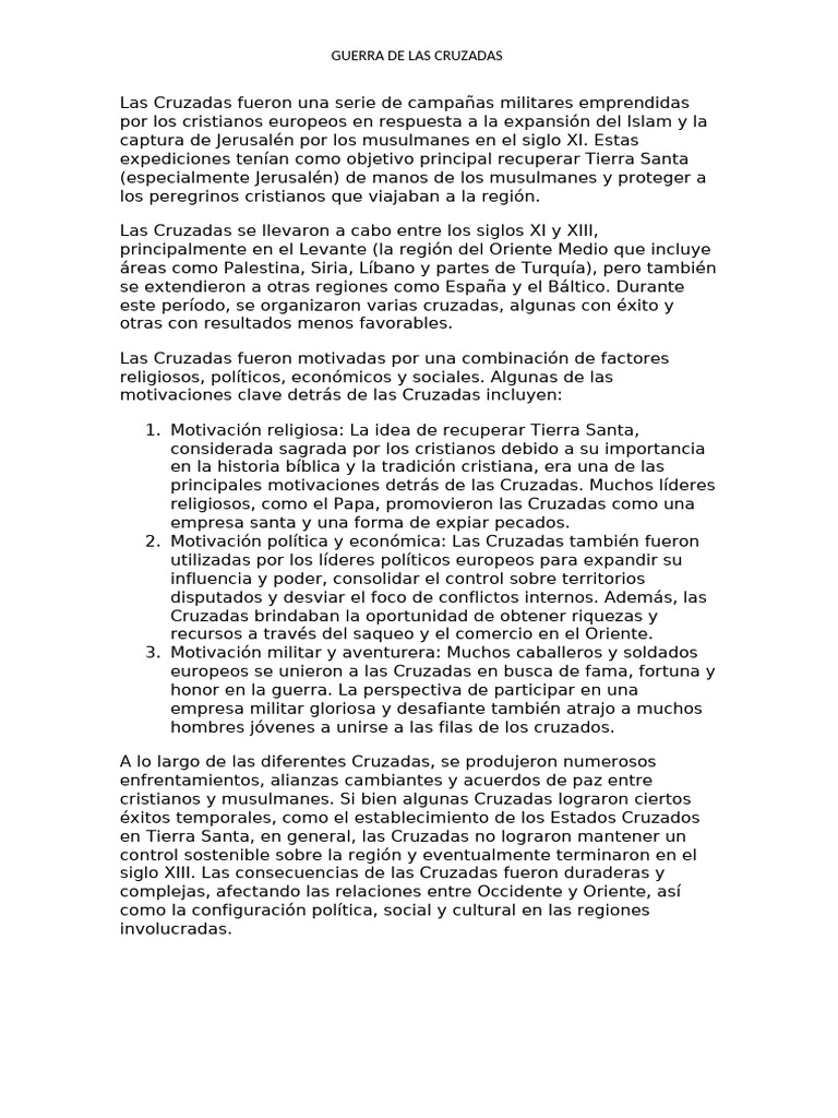 Guerra de Las Cruzadas | PDF | Cruzadas | imperio Bizantino