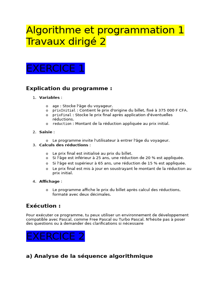 Programmation Pascal : Algorithmes et Exercices | PDF | Structure de ...