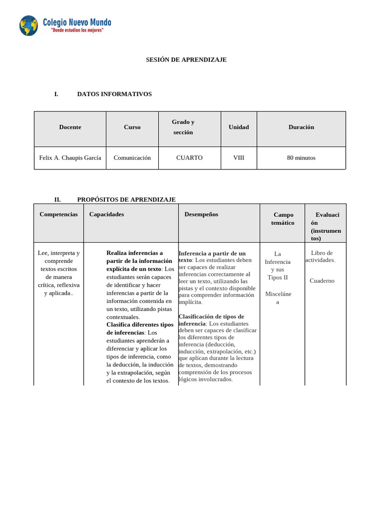 Tipos de Inferencia en Lectura | PDF | Inferencia | Razonamiento deductivo