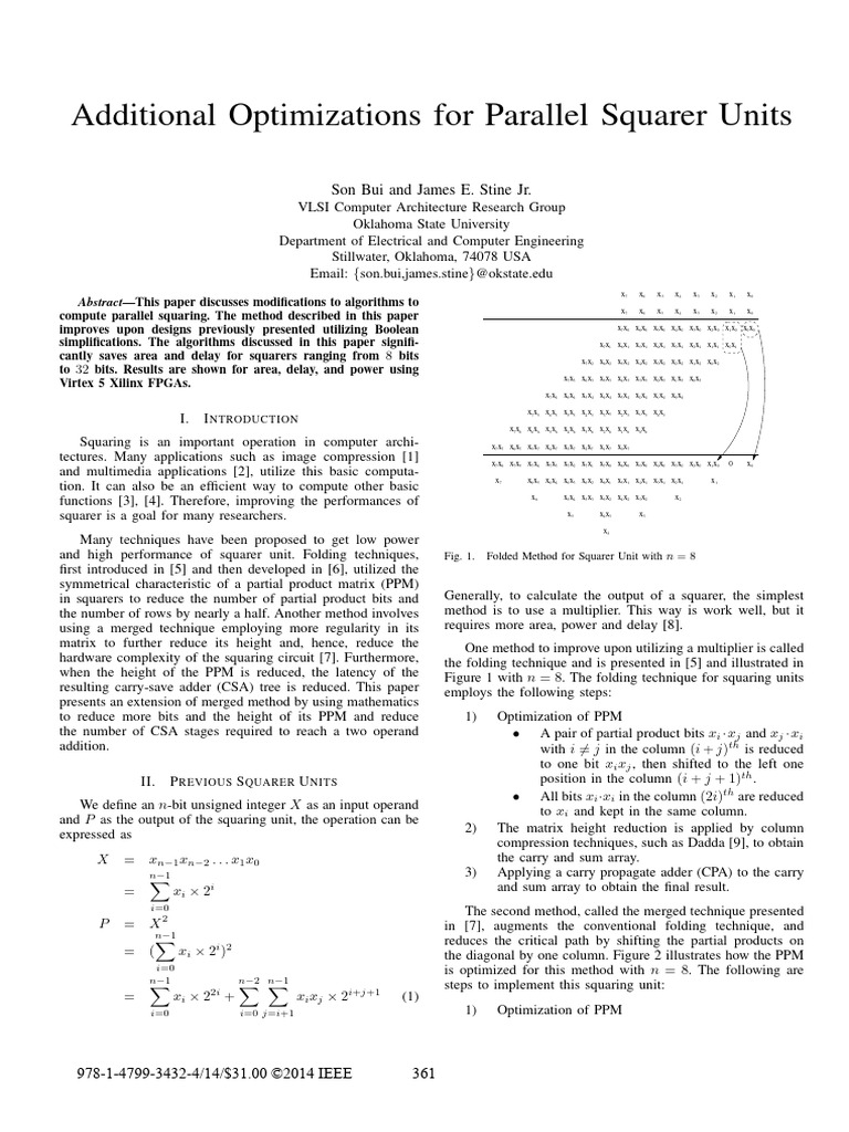 Optimizing Parallel Squarer Units | PDF | Hardware Description Language ...