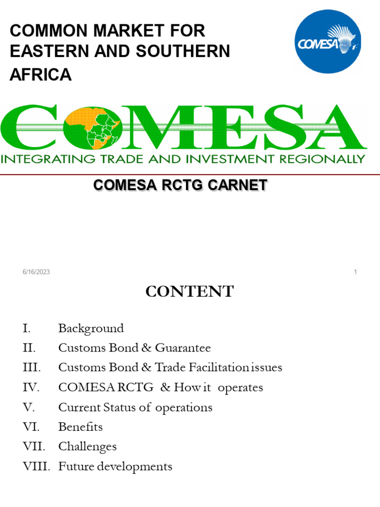 COMESA RCTG Carnet Overview | PDF | Guarantee | Customs