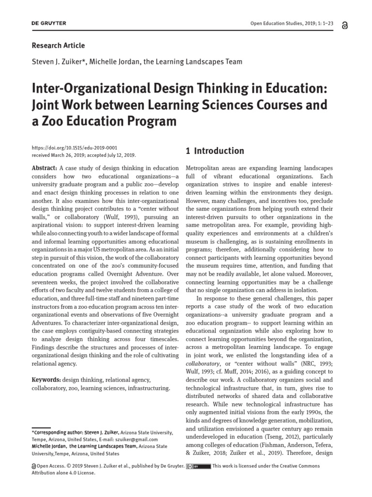 Inter-Organizational Design Thinking in Education | PDF | Learning ...