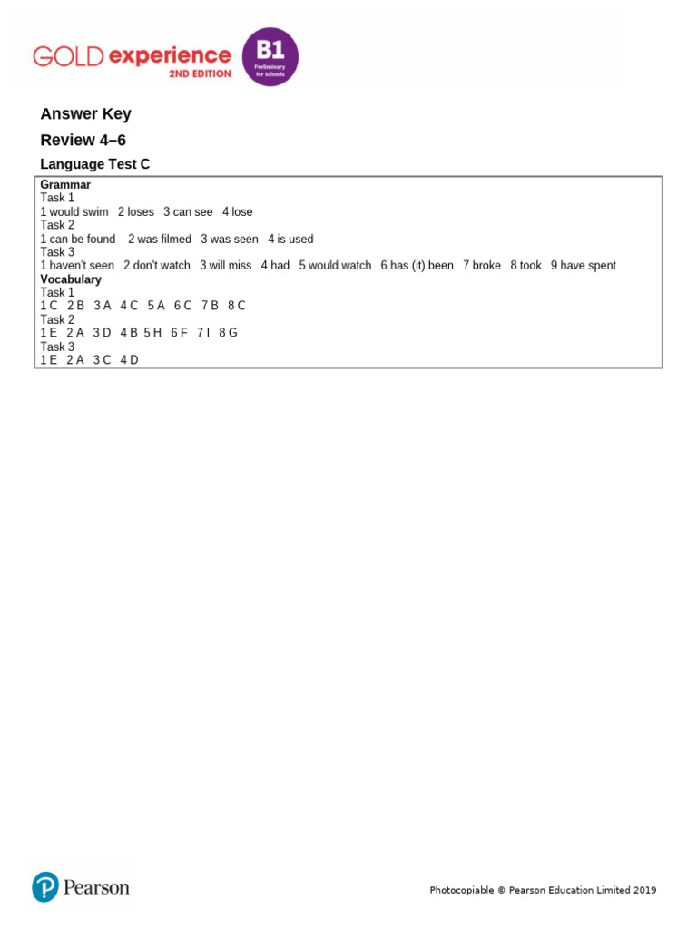 Gold Exp B1 U4to6 Review C Dys AK | PDF