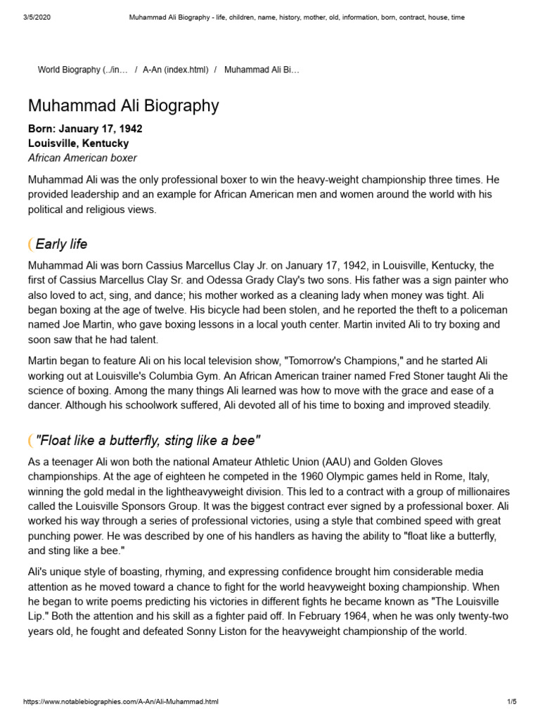 Muhammad Ali: Boxing Legend's Journey | PDF | Muhammad Ali