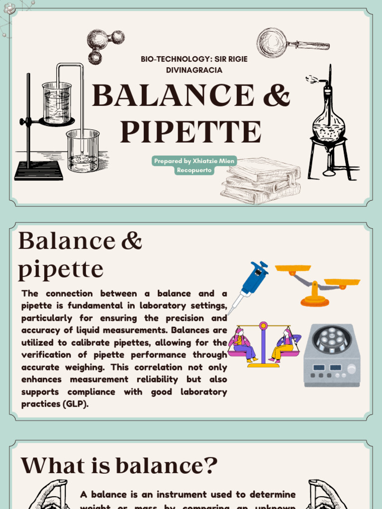 Lab Precision: Balance & Pipette | PDF | Weighing Scale | Metrology