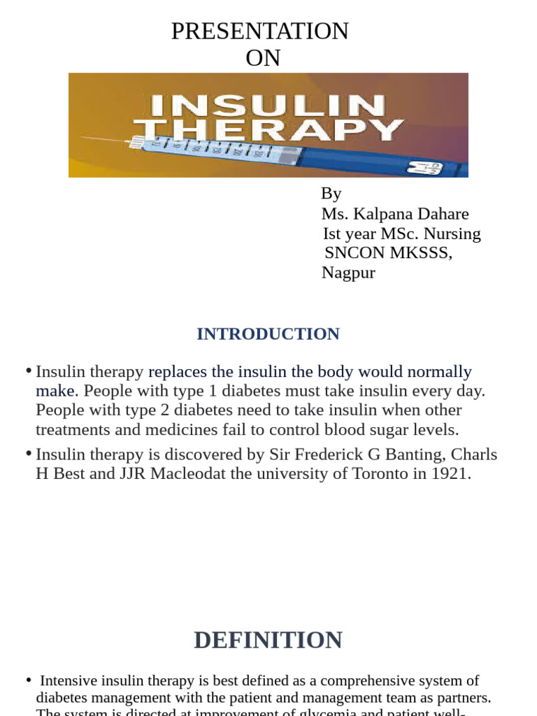 Presentation Insulin Therapy Pdf Insulin Diseases And Disorders