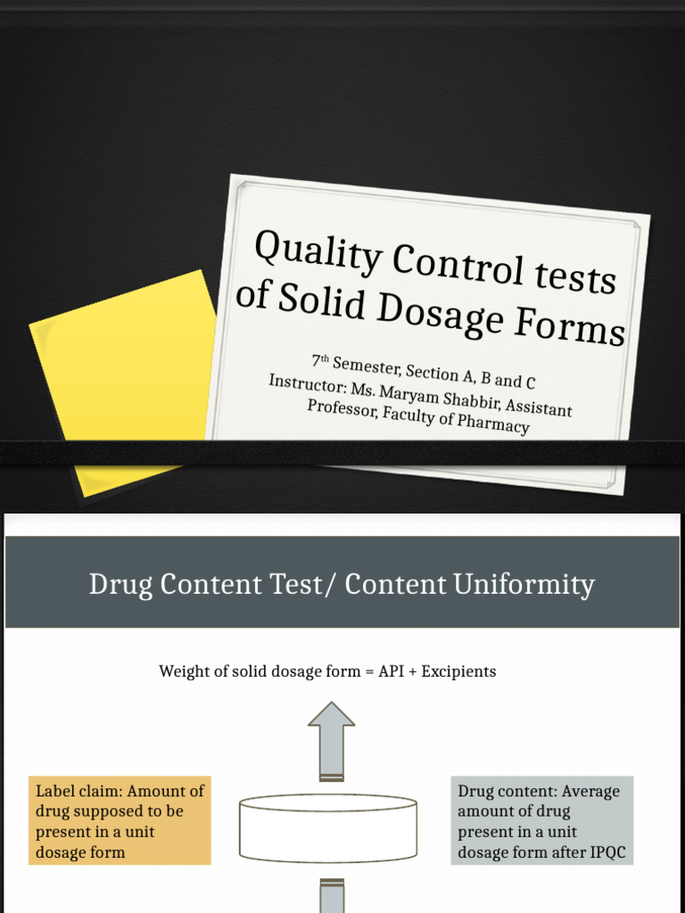 Solid Dosage Form-Chemical Tests | PDF | Tablet (Pharmacy) | Buffer ...