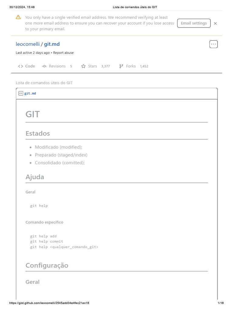 Lista de Comandos Úteis Do GIT | PDF | Arquivo de texto | Diretório ...