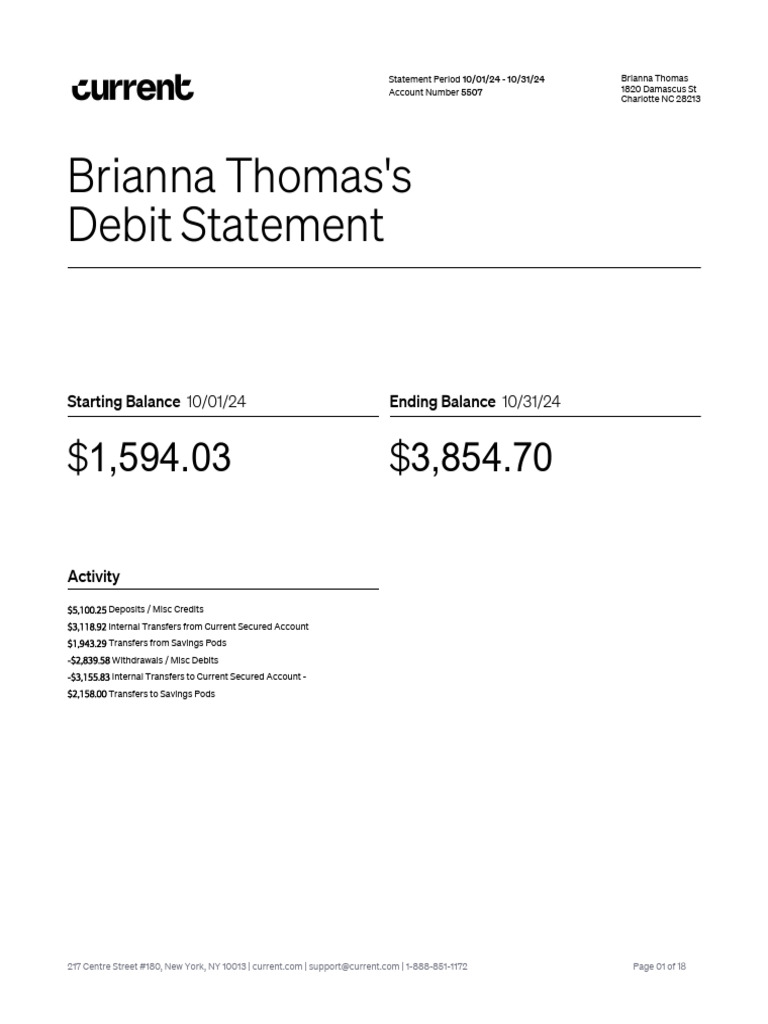 01 Debit Statement October 2024 | PDF | Debits And Credits | Debit Card
