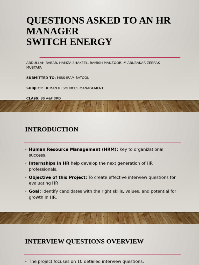 Effective HR Interview Questions | PDF | Human Resource Management | Goal