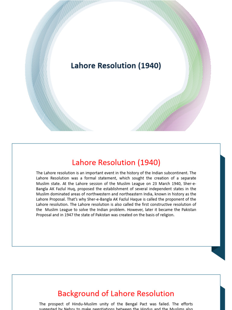 Lahore Resolution: Birth of Pakistan | PDF | Pakistan | Pakistan Movement