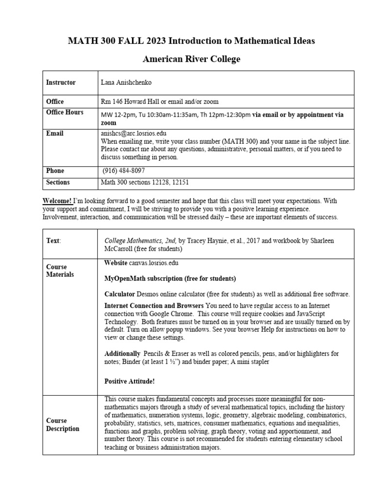 MATH 300 Fall 2023 Course Overview | PDF | Mathematics | Internet Forum