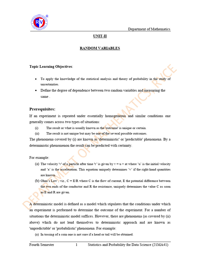 Random Variables in Probability Theory | PDF | Probability Distribution ...