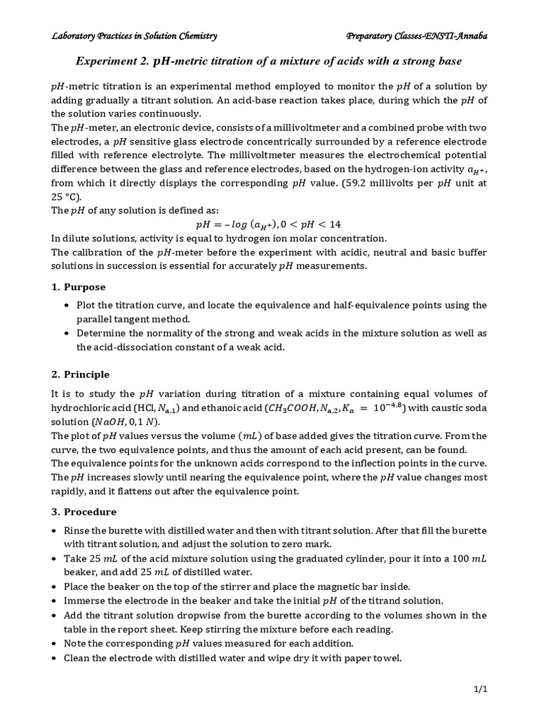 Lab Practice 2-Chem 3 | PDF | Electrode | Titration