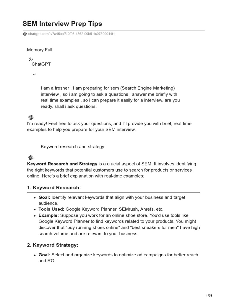 SEM interview | PDF | Search Engine Marketing | Search Engine Optimization