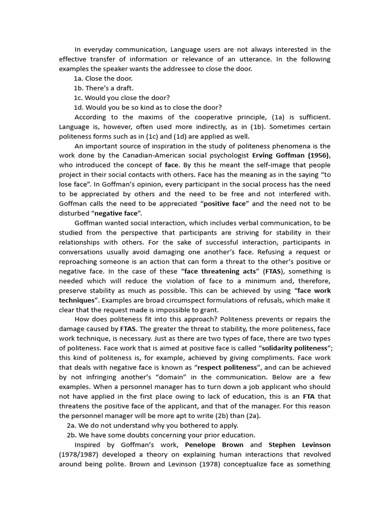 Face-saving Politeness | PDF | Linguistics | Human Communication