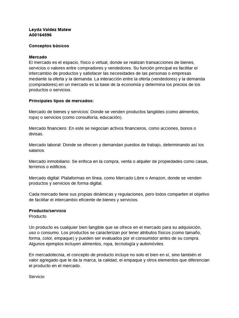 Conceptos Clave del Mercado y Marketing | PDF | Marketing | Producto ...