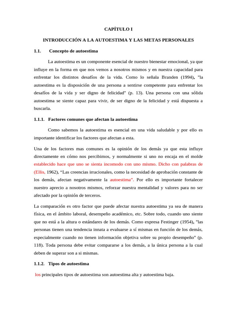 Capítulo I | PDF | Autoestima | Toma de decisiones