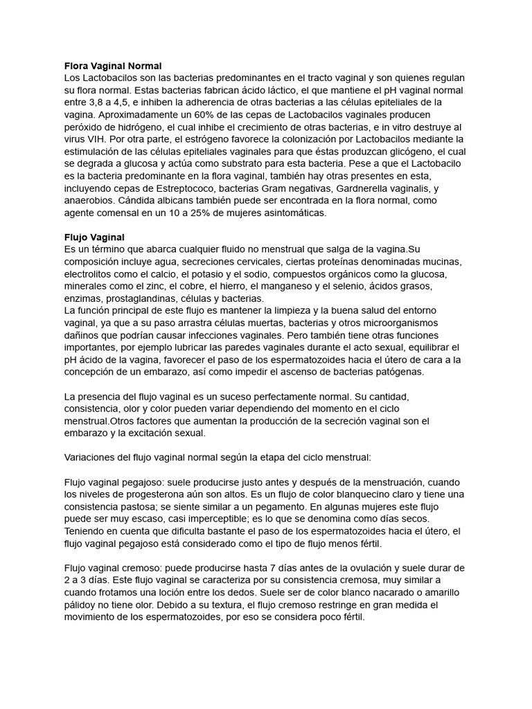Flujo Vaginal: Normal y Anormal | PDF | Vagina | Sistema Reproductor ...
