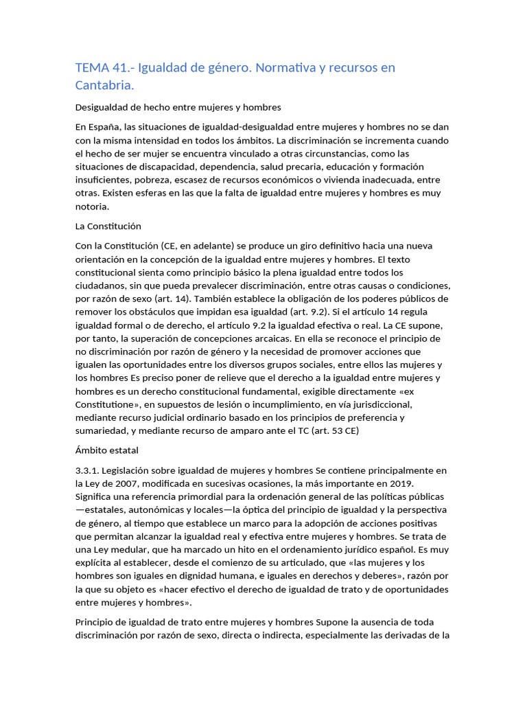 Igualdad de Género en Cantabria: Normativa y Recursos | PDF | Igualdad ...