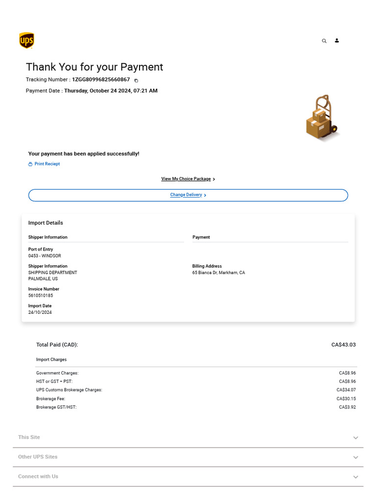 UPS Payment Confirmation Receipt | PDF