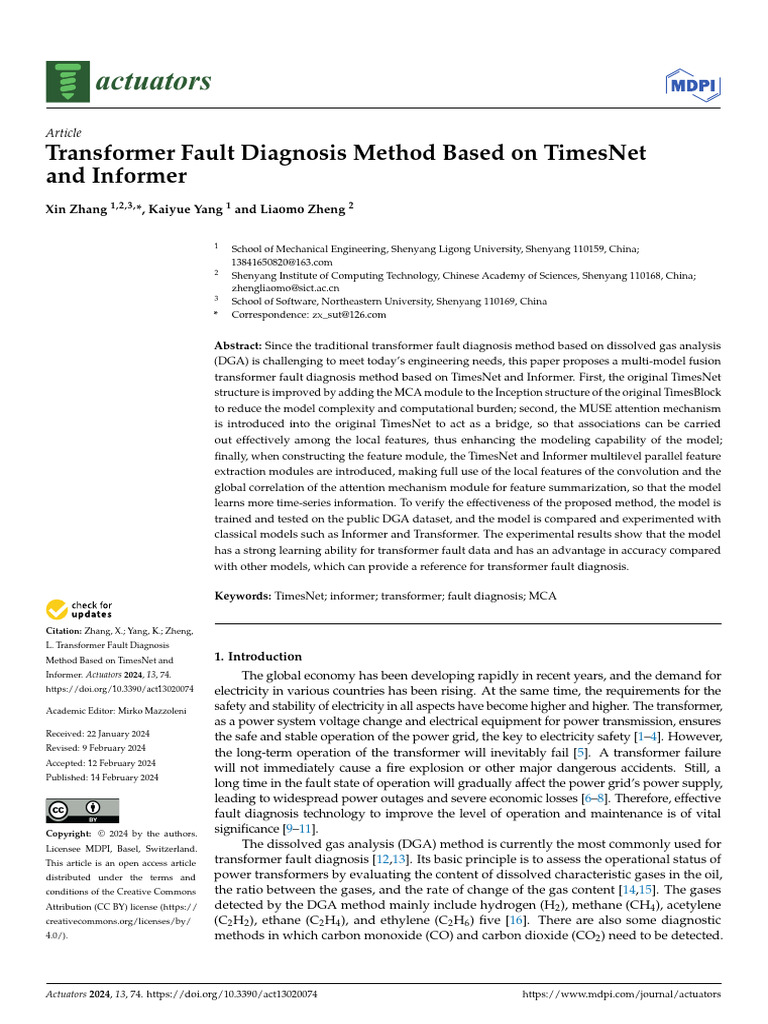 Transformer Fault Diagnosis Method Based On TimesN | PDF | Artificial ...