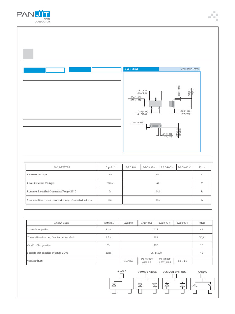 Data Shett BAS40W | PDF | Electromagnetism | Electrical Components