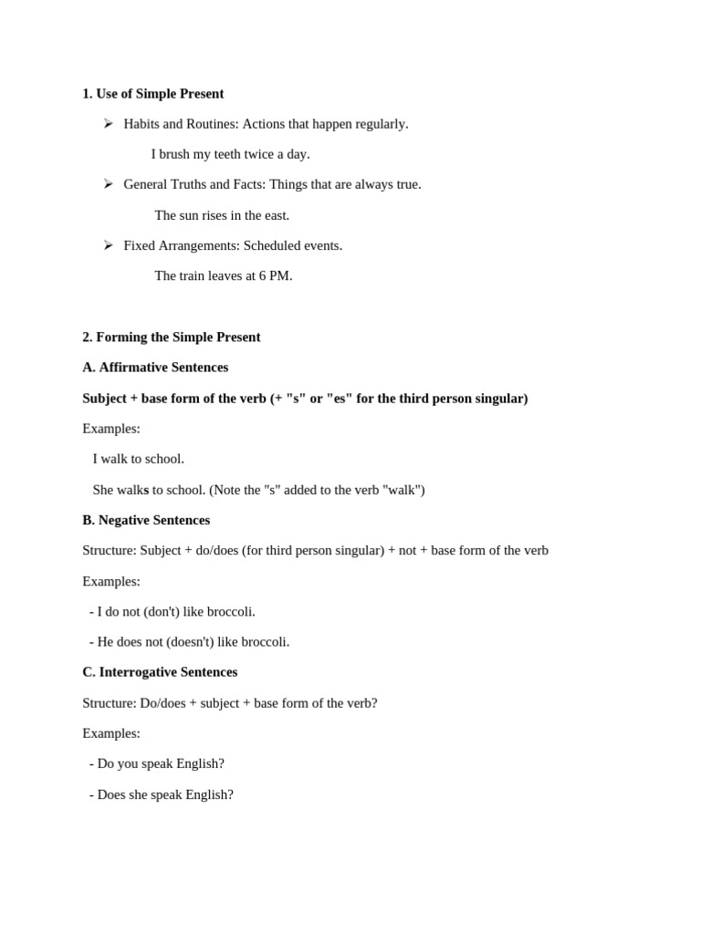 Mastering the Simple Present Tense | PDF | English Language | Verb