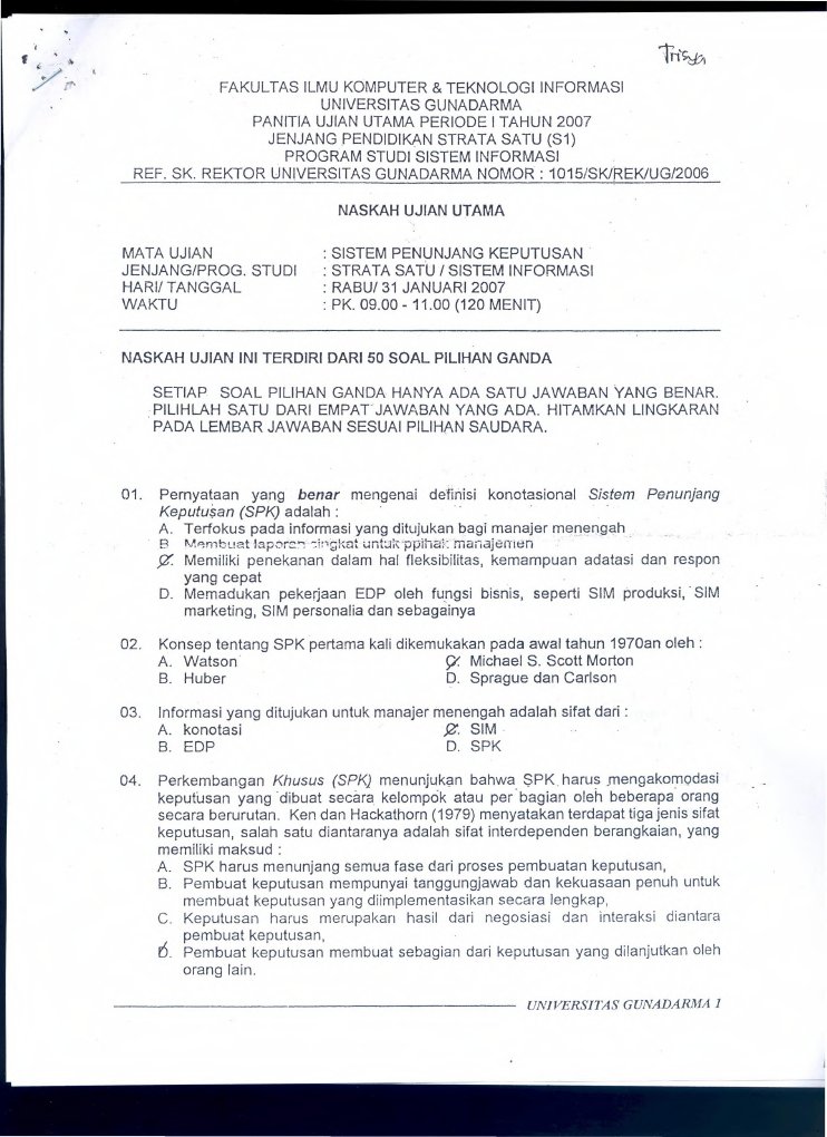 Soal Soal Tes Gunadarma