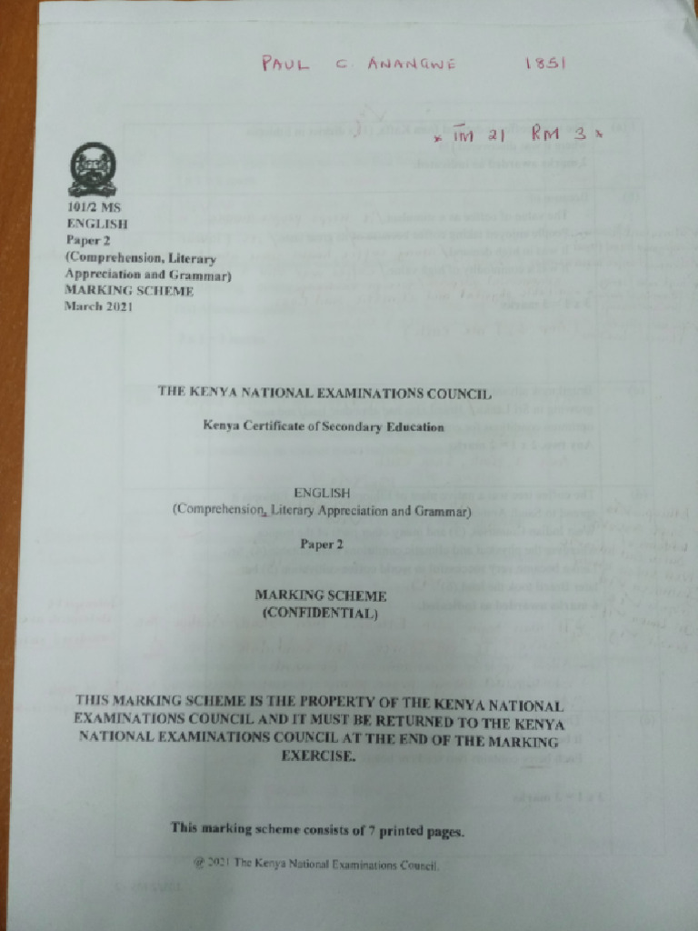Kcse English Paper 2 Ms Pdf